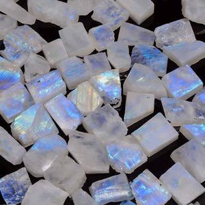 100.00Cts 100% Natural Rainbow Moonstone Rough Cabochon Crystals  Loose Gemstone
